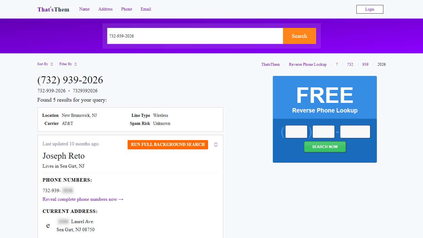 732-939-2026 | 732-939-2026 is a Mobile Phone | ThatsThem